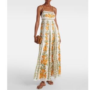 Farm Rio Floral Maxi Dress in Orange and White With Pockets 🤍🧡